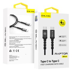 Blavec Cable Raptor braided - Type C to Type C - PD 60W 3A 2 metres (CRA-CC3BG20) black-grey цена и информация | Кабели для телефонов | 220.lv