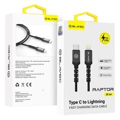 Blavec Cable Raptor braided - Type C to Lightning - PD 20W 2,4A 0,25 metres (CRA-CL24BG025) black-grey цена и информация | Кабели для телефонов | 220.lv