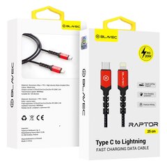 Blavec Cable Raptor braided - Type C to Lightning - PD 20W 2,4A 0,25 metres (CRA-CL24BR025) black-red цена и информация | Кабели для телефонов | 220.lv