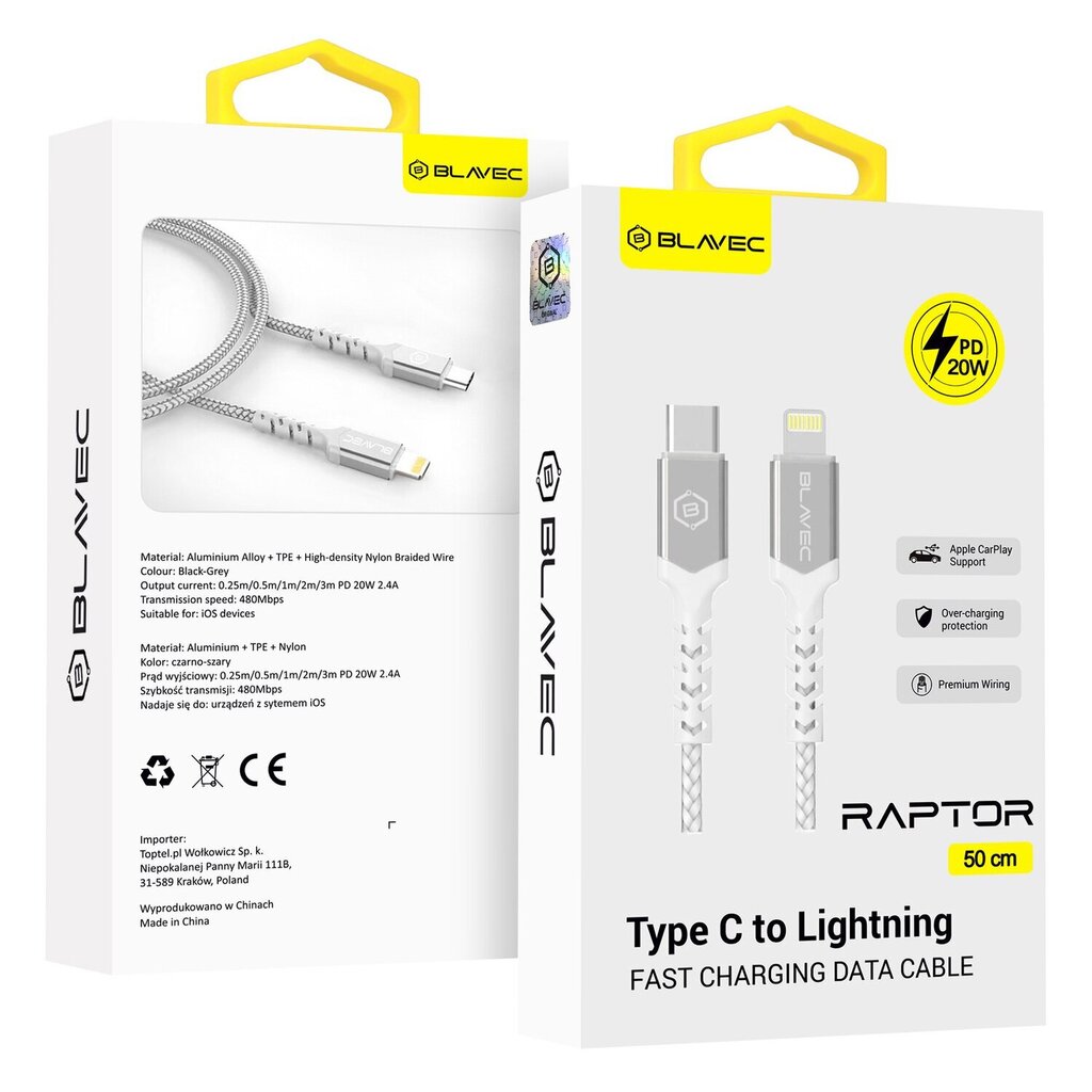 Blavec Raptor Braided Cable cena un informācija | Savienotājkabeļi | 220.lv