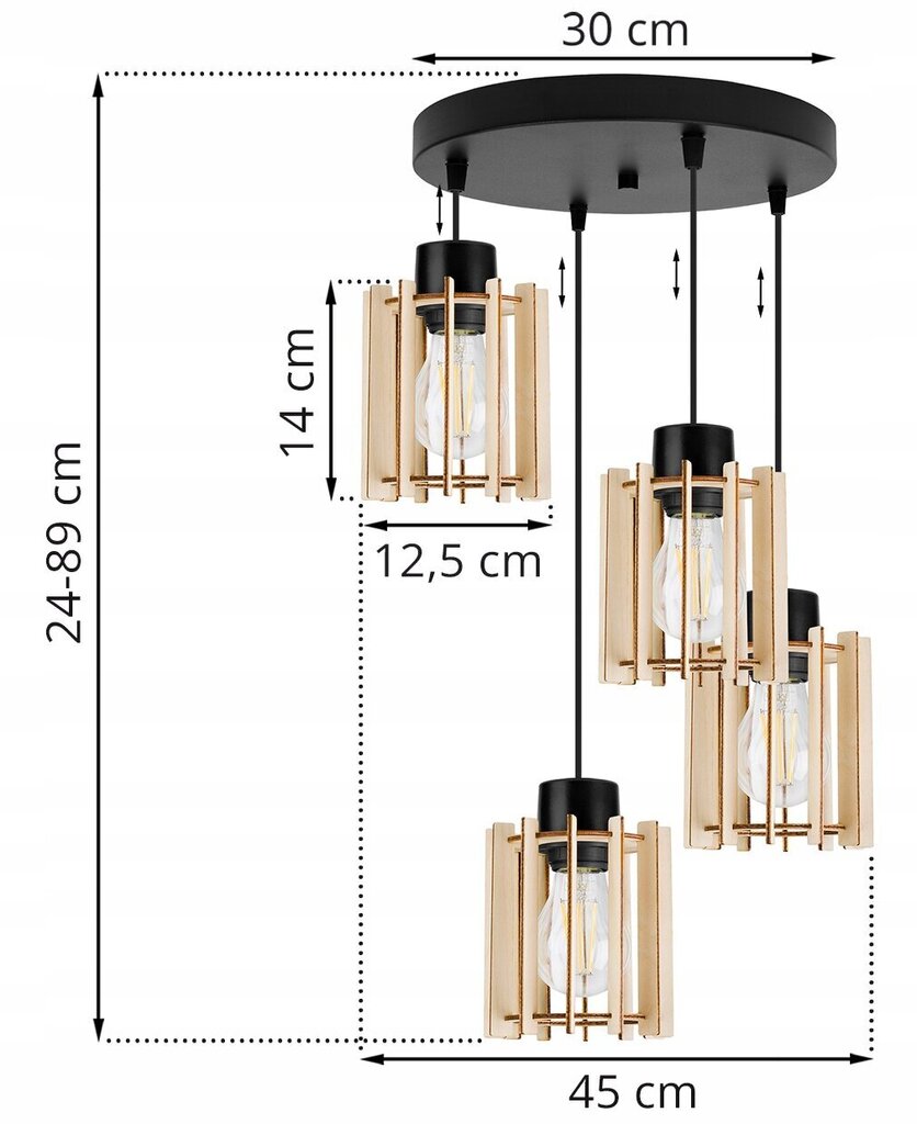 LightHome piekaramā lampa Timber, melna cena un informācija | Lustras | 220.lv