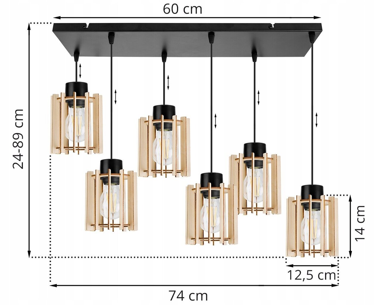 LightHome piekaramā lampa Timber, melna цена и информация | Piekaramās lampas | 220.lv