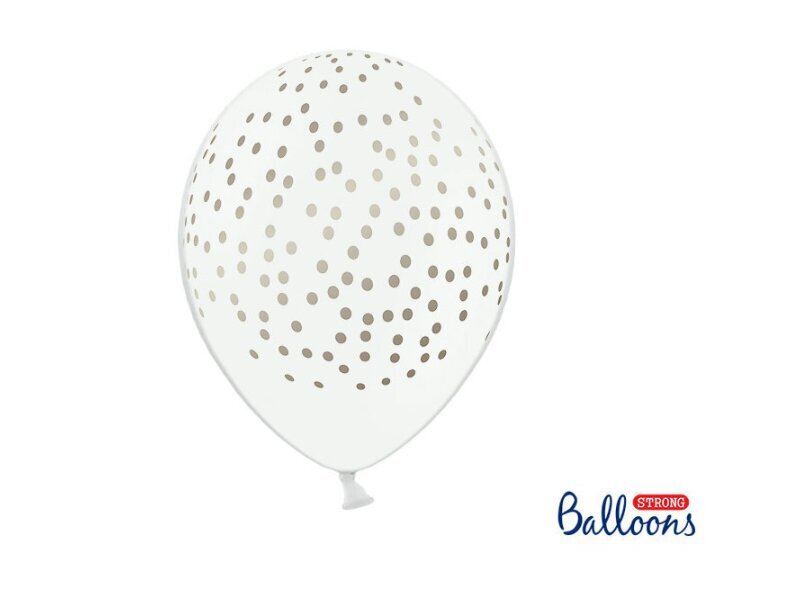 Baloni 30 cm Dots Pastelis, balts, 6 gab. cena un informācija | Baloni | 220.lv