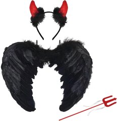 Uzvalks ar eņģeļa spārniem SunShine, 45 cm, melns cena un informācija | Karnevāla kostīmi, maskas un parūkas | 220.lv