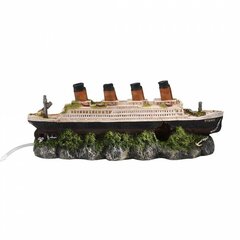 Аквариумный декор Затонувший Титаник с воздушным камнем 39x11x17cm цена и информация | Аквариумные растения и декорации | 220.lv