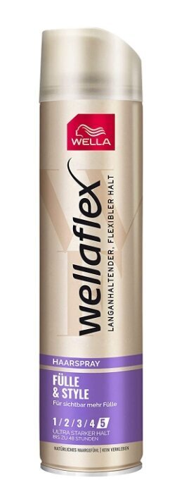 Matu laka Wellaflex Fulle&Style, 250 ml цена и информация | Matu veidošanas līdzekļi | 220.lv