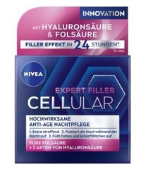 Nakts sejas krēms ar magnolijas ekstraktu Nivea Cellular Filler, 50 ml cena un informācija | Sejas krēmi | 220.lv