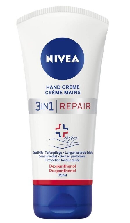 Atjaunojošais krēms sausām rokām Nivea 3-in-1, 75 ml цена и информация | Ķermeņa krēmi, losjoni | 220.lv