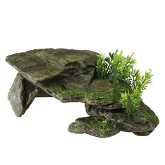 Аквариумный декор Stone with Plants 28,5x16,5x10,5см серый цена и информация | Аквариумные растения и декорации | 220.lv