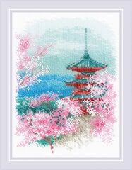 Krustdūriena izšūšanas komplekts Riolis Sakura. Pagodas, 18x24 cm cena un informācija | Izšūšanas piederumi | 220.lv