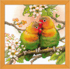 Krustdūriena izšūšanas komplekts Riolis Lovebirds, 20x20 cm cena un informācija | Izšūšanas piederumi | 220.lv