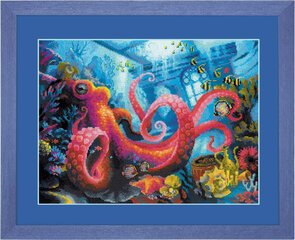 Krustdūriena izšūšanas komplekts Riolis Underwater Kingdom, 40x30 cm cena un informācija | Izšūšanas piederumi | 220.lv