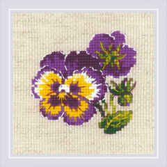 Krustdūriena izšūšanas komplekts Riolis Pansies, 13x13 cm cena un informācija | Izšūšanas piederumi | 220.lv