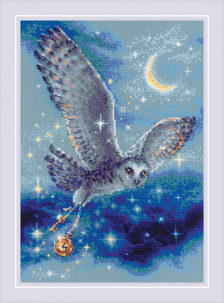 Krustdūriena izšūšanas komplekts Riolis Magic Owl, 21x30 cm cena un informācija | Izšūšanas piederumi | 220.lv