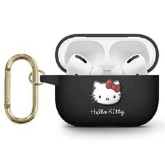 Hello Kitty HKAP23DKHSK Airpods Pro 2 cover czarny|black Silicone 3D Kitty Head цена и информация | Аксессуары для наушников | 220.lv
