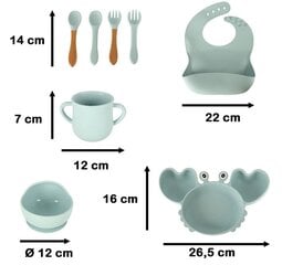Silikona trauku komplekts bērniem Krabis, 6 mēneši+ цена и информация | Детская посуда, контейнеры для молока и еды | 220.lv
