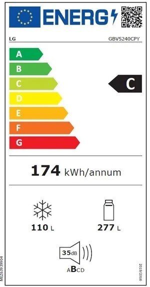 LG GBV5240CPY цена и информация | Ledusskapji | 220.lv