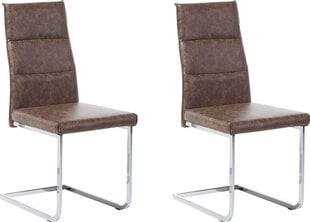 2 krēslu komplekts Beliani Rockford, brūns/sudraba cena un informācija | Virtuves un ēdamistabas krēsli | 220.lv