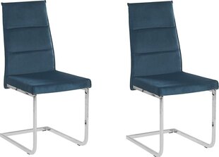 2 krēslu komplekts Beliani Rockford, zils / sudraba cena un informācija | Virtuves un ēdamistabas krēsli | 220.lv
