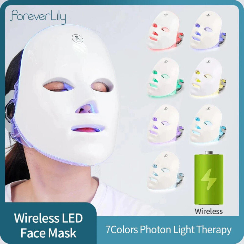 LED fotoniskā gaismas sejas maska, 7 krāsas cena un informācija | Sejas maskas, acu maskas | 220.lv