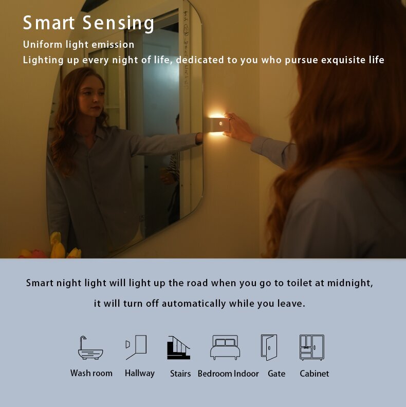 TeamBa Smart Sensor nakts gaismeklis, 2 gab. cena un informācija | Sienas lampas | 220.lv