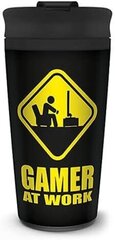 Gamer At Work - Caution Sign Metal Travel Mug 450ml цена и информация | Атрибутика для игроков | 220.lv