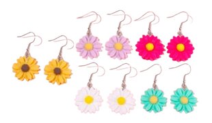 Сережки с цветами, LIUYINUO, разноцветные, 5шт цена и информация | Серьги | 220.lv
