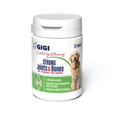 Gigi uztura bagātinātājs suņiem, tabletēs Strong Joints & Bones, 30 gab. cena un informācija | Vitamīni, uztura bagātinātāji, pretparazītu līdzekļi suņiem | 220.lv