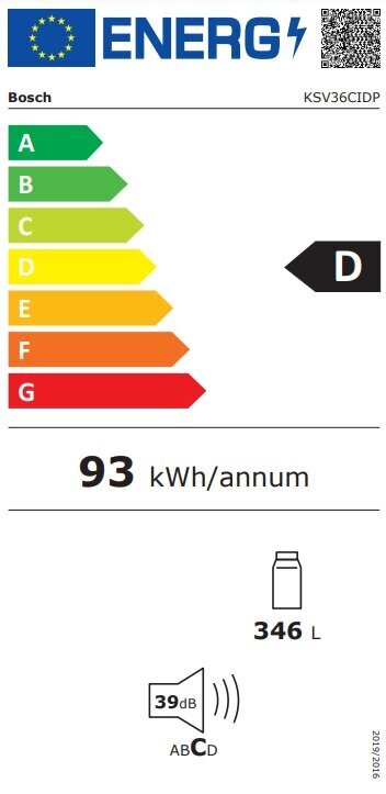 Bosch KSV36CIDP цена и информация | Ledusskapji | 220.lv