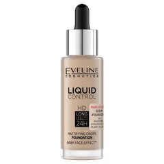 Eveline Cosmetics Жидкий тон HD Liquid Control 24H с дроппером, оттенок 035 Натуральный беж, 32мл цена и информация | Пудры, базы под макияж | 220.lv