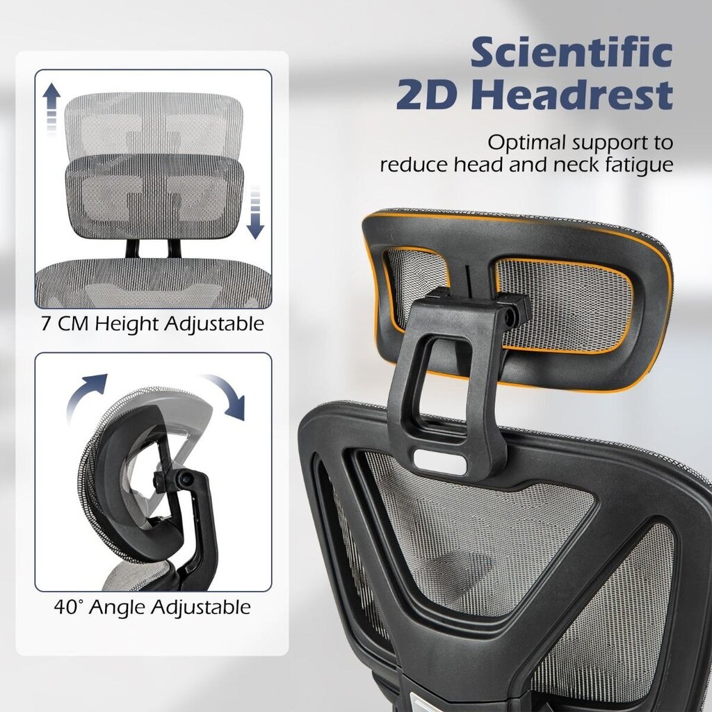 Ergonomisks biroja krēsls Costway, pelēks цена и информация | Biroja krēsli | 220.lv