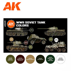 Akrila krāsas komplekts AK Interactive WWII Soviet Tank Colors 3G, 6 krāsa cena un informācija | Modelēšanas un zīmēšanas piederumi | 220.lv