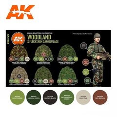 Akrila krāsas komplekts AK Interactive Modern Woodland And Flecktarn Camouflages 3G, 6 krāsa cena un informācija | Modelēšanas un zīmēšanas piederumi | 220.lv