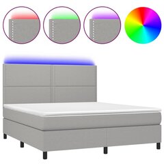 Atsperu gulta ar matraci un LED gaismām vidaXL, 180x200 cm, gaiši pelēks цена и информация | Кровати | 220.lv