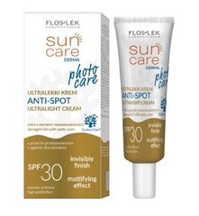 Saules aizsargkrēms Floslek Derma Ultralight Anti Spot, SPF 30, 30 ml cena un informācija | Sauļošanās krēmi | 220.lv