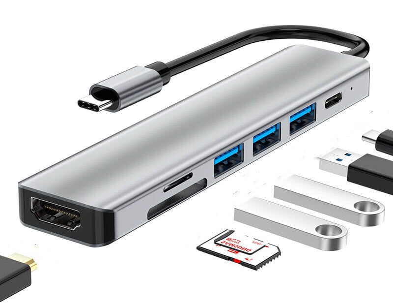 USB centrmezgls Hub 7in1 cena un informācija | Adapteri un USB centrmezgli | 220.lv