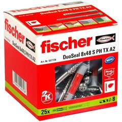 Sienas spraudņi un skrūves Fischer DuoSeal 557728 S A2, Ø 8 x 48 mm cena un informācija | Stiprinājumi | 220.lv