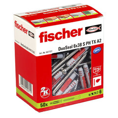 дюбеля и шурупы Fischer DuoSeal 557727 S A2 плащи Ø 6 x 38 mm (50 штук) цена и информация | Крепежные изделия | 220.lv