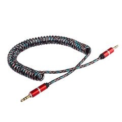 Lilware AUX gumijas spirālveida 3,5 mm audio kabelis, sarkans cena un informācija | Kabeļi un vadi | 220.lv