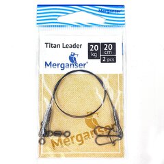 Поводок Merganser титановый,, 20 кг, 20 см, 2 шт цена и информация | Крючки для рыбалки | 220.lv