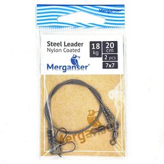 Поводок Merganser стальной, 7x7 нейлоновое покрытие, 12 кг, 15 см, 2 шт цена и информация | Крючки для рыбалки | 220.lv