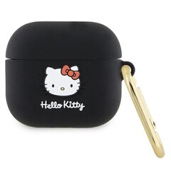 Hello Kitty HKA33DKHSK Airpods 3 cover czarny|black Silicone 3D Kitty Head цена и информация | Аксессуары для наушников | 220.lv
