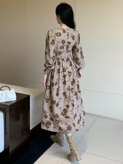 Женское платье с цветочным принтом и V-образным вырезом, Electronics LV-120025, абрикосовый, 1 шт цена и информация | Платья | 220.lv