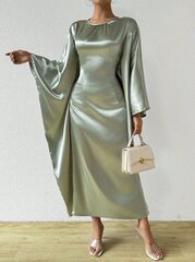 Праздничное однотонное платье с круглым вырезом и рукавами «летучая мышь», Electronics LV-120033, зеленый, 1 шт цена и информация | Платья | 220.lv