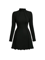 Приталенное платье с длинными рукавами и высоким воротником, Electronics LV-120035, черный, 1 шт цена и информация | Платья | 220.lv