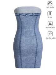 Джинсовое летнее облегающее платье без бретелек, короткое, Electronics LV-120036, синий, 1 шт цена и информация | Платья | 220.lv