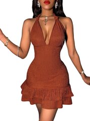 Женское летнее платье с глубоким декольте и с открытой спиной, Electronics LV-120046, коричневый, 1 шт цена и информация | Платья | 220.lv