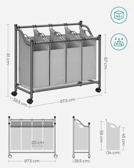 Veļas kaste ar 4 nodalījumiem Songmics LSF005GS, pelēka цена и информация | Аксессуары для ванной комнаты | 220.lv