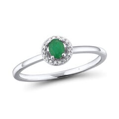 Baltā zelta gredzens sievietēm ar dimantiem ir smaragdu Brasco 59816 cena un informācija | Gredzeni | 220.lv
