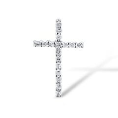 Католический крестик из белого золота с бриллиантами Brasco 59857 59857 цена и информация | Украшения на шею | 220.lv